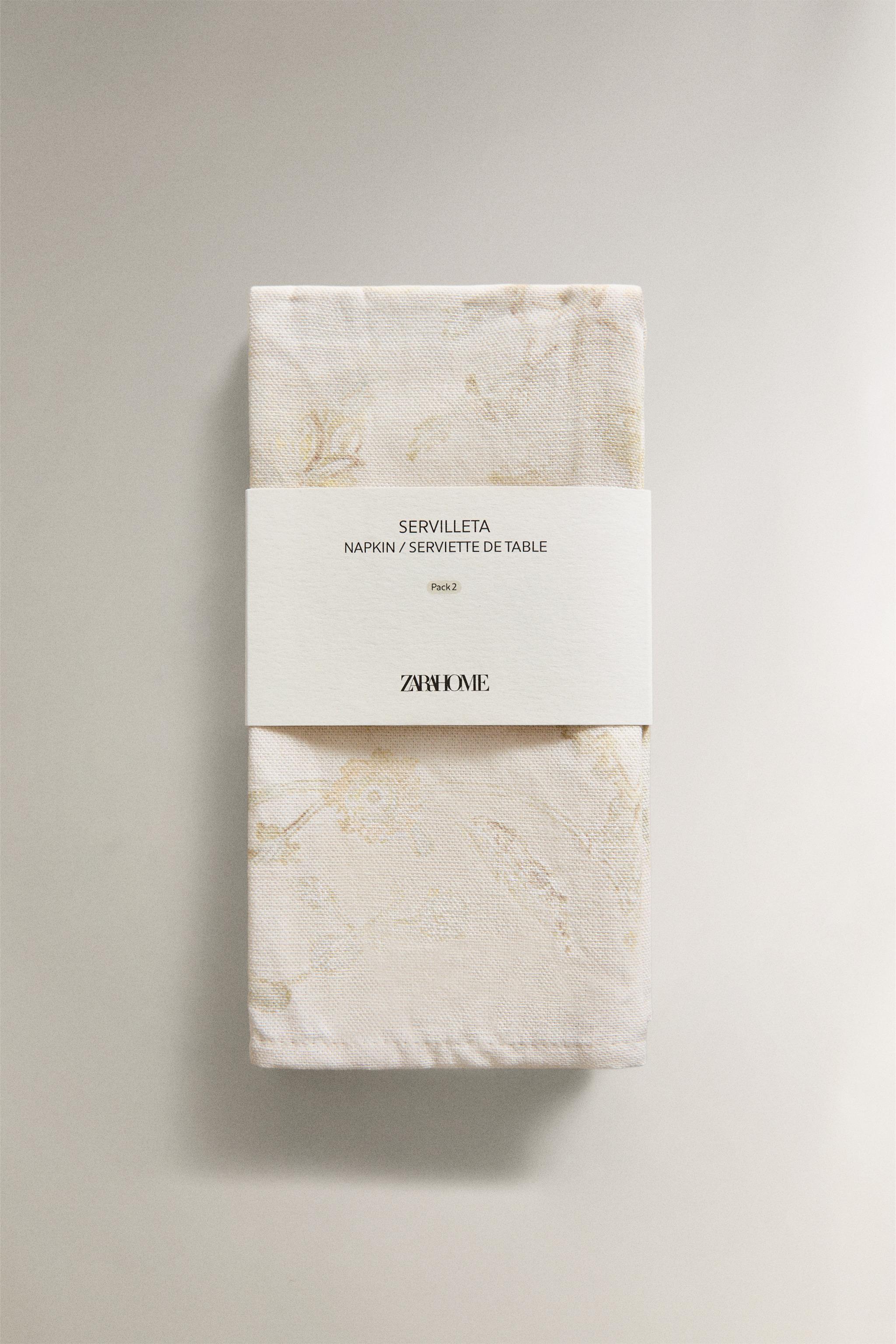 LOT DE SERVIETTES DE TABLE IMPRIMÉ DAMAS (LOT DE 2)